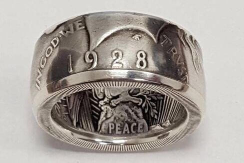 Morgan Silver Dollar Coin Men's Ring Coin Ring Morgan Silver Coin Design Ring, Men's Coin Ring, Fashion Jewelry Handmade Punk Vintage Personality Coin Ring, in God We Trust Rings Size 7 in Saudi Arabia