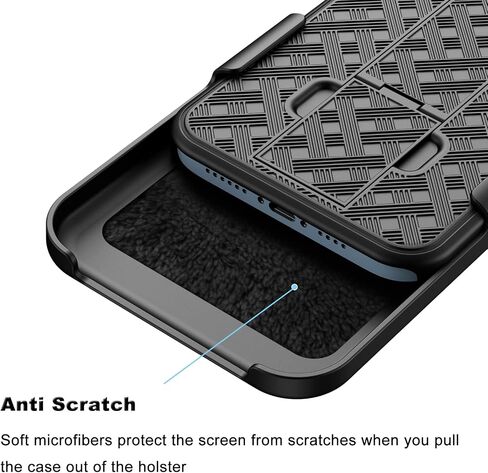 Belt Clip Holster Compatible for iPhone 14 Plus 6.7" Case, with Built-in Kickstand Belt Clip Holster Shockproof Cover, iPhone 14 Plus 5G Holster - Black in Saudi Arabia