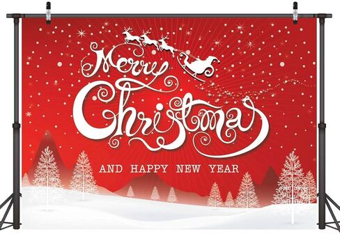 LYWYGG 7x5ft Merry Christmas Backdrops for Photography Snowflake Microfiber Photo Background Red Photo Happy New Year Booth Backdrop CP-86 in Kuwait