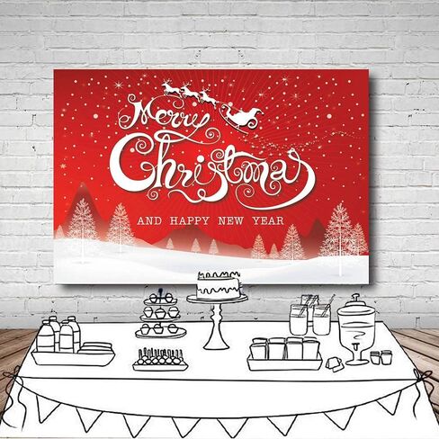 LYWYGG 7x5ft Merry Christmas Backdrops for Photography Snowflake Microfiber Photo Background Red Photo Happy New Year Booth Backdrop CP-86 in Kuwait