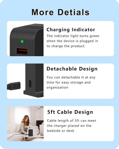 VPSUN USB Charger 6 Port 50W Multi USB Tower Charging Station for Multiple Devices iPhone 15/14/14 Pro/14 Pro Max/13 Pro/13 Pro Max/Android/Samsung/Tablet,etc (Black, 50W) in Saudi Arabia