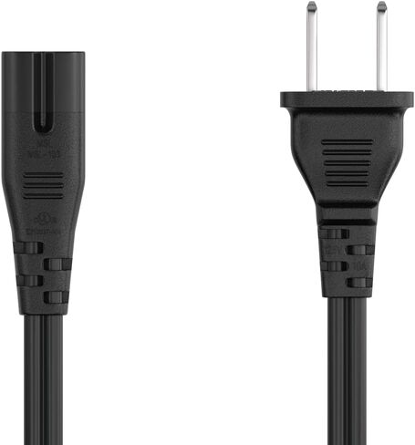 CableLeader 1ft 18 AWG سلك طاقة للكمبيوتر المحمول، غير مستقطب IEC320 C7 إلى 2 Prong NEMA 1-15P، بديل لأجهزة PS5 وPS4 والطابعات وأجهزة التلفزيون، أسود in Kuwait