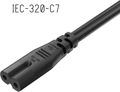 CableLeader 1ft 18 AWG سلك طاقة للكمبيوتر المحمول، غير مستقطب IEC320 C7 إلى 2 Prong NEMA 1-15P، بديل لأجهزة PS5 وPS4 والطابعات وأجهزة التلفزيون، أسود in Kuwait