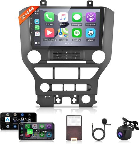 2+64G Android Car Radio Stereo for Ford Mustang 2015 2016 2017 2018 2019 2020 Wireless Carplay Android Auto, 9’’ Touch Screen Head Unit Mirror Link WiFi GPS Bluetooth FM/RDS EQ AHD Backup Camera SWC in Saudi Arabia