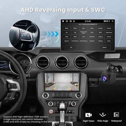 2+64G Android Car Radio Stereo for Ford Mustang 2015 2016 2017 2018 2019 2020 Wireless Carplay Android Auto, 9’’ Touch Screen Head Unit Mirror Link WiFi GPS Bluetooth FM/RDS EQ AHD Backup Camera SWC in Saudi Arabia