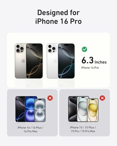 Anker HD Screen and Lens Protectors for iPhone 16 Pro (2-Pack), 6.3-Inch Ultra-Thin, Durable, and Clear Tempered Glass, Fast and Easy Installation, Scratch and Impact Resistant, 12-Month Warranty in Saudi Arabia