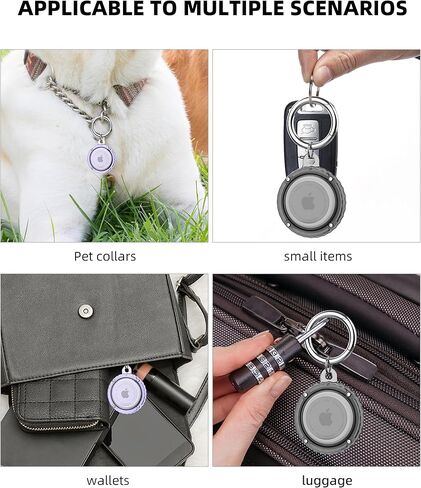 Air Tags-2 Pack, Airtag Holder with Keychain, Full Body Shockproof Case for Apple air Tracker Tags, Airtags Frosted Hard Cover for Dog Cat Collar, Luggage, Key (Black+Purple) in Kuwait