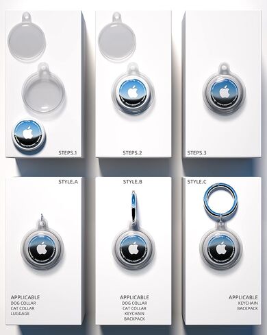 Estefanlo 4 Pack Waterproof Airtag Holder Case, Air Tag Keychain Case for Apple AirTag, Soft and Full Body Shockproof Airtag Holder with Keyring for Luggage, Dogs, Cats, Key, Bag (WHITE) in Kuwait