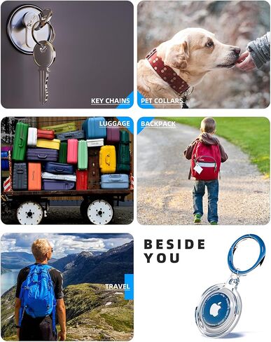 Estefanlo 4 Pack Waterproof Airtag Holder Case, Air Tag Keychain Case for Apple AirTag, Soft and Full Body Shockproof Airtag Holder with Keyring for Luggage, Dogs, Cats, Key, Bag (WHITE) in Kuwait