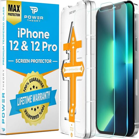 Power Theory Designed for iPhone 12/iPhone 12 Pro Privacy Screen Protector Tempered Glass Anti Spy protection [9H Hardness], Easy Install Kit, 99% HD Bubble Free Case Friendly, Anti-Scratch, 2 Pack in Kuwait