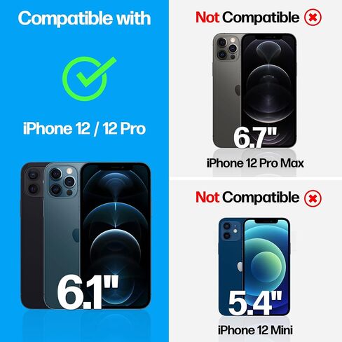 Power Theory Designed for iPhone 12/iPhone 12 Pro Privacy Screen Protector Tempered Glass Anti Spy protection [9H Hardness], Easy Install Kit, 99% HD Bubble Free Case Friendly, Anti-Scratch, 2 Pack in Kuwait