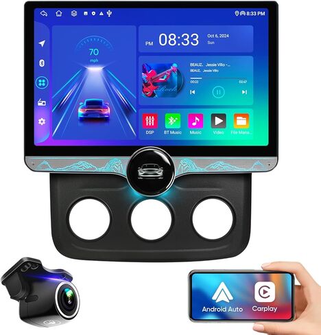 راديو سيارة Android 13.0 لسيارة Dodge Ram 1500 2500 3500 2013-2018 AC يدوي، 11.5 بوصة مقبض واحد 2K HD شاشة تعمل باللمس، 4G+64G مع CarPlay اللاسلكي، Android Auto، AM/FM Stereo، 5G WiFi، DSP، مروحة العادم، SWC in Kuwait