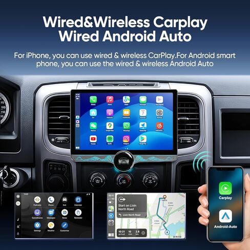 راديو سيارة Android 13.0 لسيارة Dodge Ram 1500 2500 3500 2013-2018 AC يدوي، 11.5 بوصة مقبض واحد 2K HD شاشة تعمل باللمس، 4G+64G مع CarPlay اللاسلكي، Android Auto، AM/FM Stereo، 5G WiFi، DSP، مروحة العادم، SWC in Kuwait