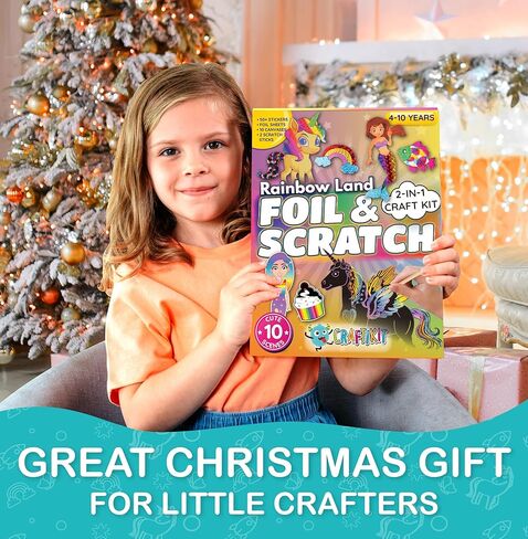 Craftikit ® فن رقائق الحيوانات وفن خدش قوس قزح للأطفال - مجموعة الفنون والحرف 2 في 1 للأطفال الذين تتراوح أعمارهم بين 4 و10 سنوات - هدايا للفتيات والفتيان والأطفال الصغار الذين تتراوح أعمارهم بين 4 و5 و6 و7 و8 و9 و10 سنوات in Kuwait