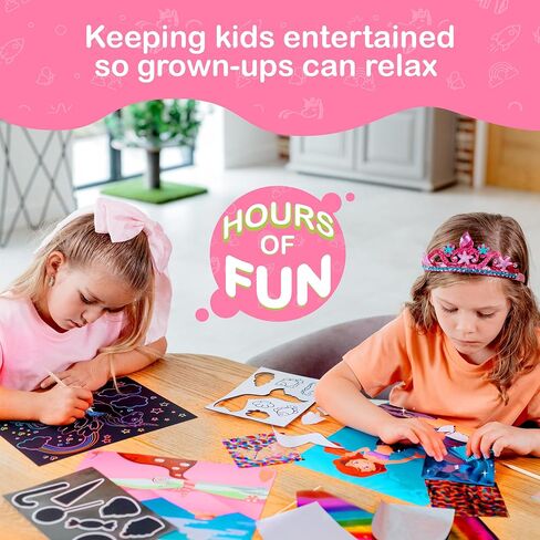 Craftikit ® فن رقائق الحيوانات وفن خدش قوس قزح للأطفال - مجموعة الفنون والحرف 2 في 1 للأطفال الذين تتراوح أعمارهم بين 4 و10 سنوات - هدايا للفتيات والفتيان والأطفال الصغار الذين تتراوح أعمارهم بين 4 و5 و6 و7 و8 و9 و10 سنوات in Kuwait