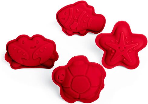 Bigjigs Toys Apricot Orange Silicone Sand Moulds - 4pc Silicone Beach Toys Set, Eco Friendly Beach Toys, Sustainable Sand and Water Toys, Sand Toys for Toddlers Age 3-5 Years in Kuwait