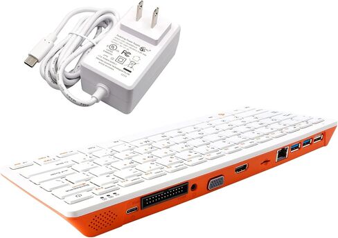 800 Six-Core 64 Bit 4GB RAM Dual Band WiFi Bluetooth 5.0 All-in-One Keyboard Computer Kit with 64GB EMMC, Run Android, Orange Pi OS, Manjaro, Ubuntu, Debian (Pi800+TypeC 5V4A Supply) in Saudi Arabia