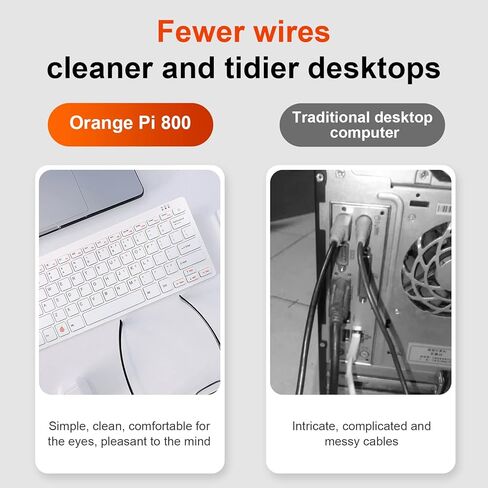 800 ستة النواة 64 بت 4 جيجابايت رام ثنائي النطاق واي فاي بلوتوث 5.0 الكل في واحد لوحة مفاتيح الكمبيوتر مع 64 جيجابايت EMMC، تشغيل أندرويد، Orange Pi OS، Manjaro، Ubuntu، Debian (Pi800+TypeC 5V4A Supply) in Kuwait