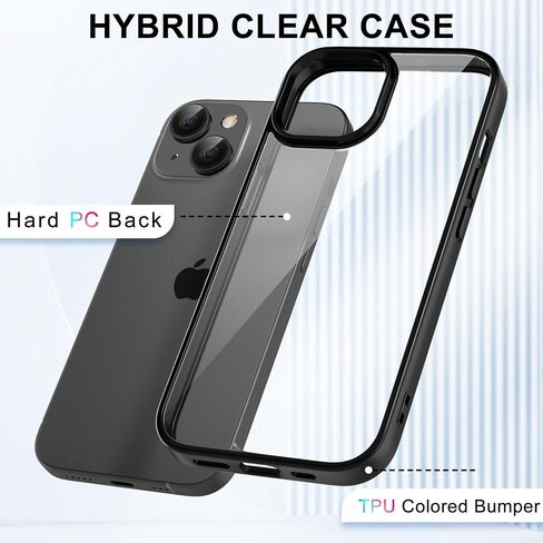 for iPhone 15 Case Clear, Transparent Hybrid 15 Phone Case [Hard Plastic & Soft Silicone Bumper] Acrylic Non Yellowing Thin Slim Protective Cover for Women, Light Pink in Saudi Arabia