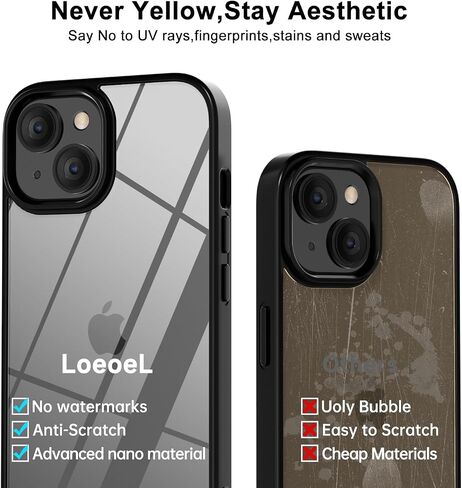 for iPhone 15 Case Clear, Transparent Hybrid 15 Phone Case [Hard Plastic & Soft Silicone Bumper] Acrylic Non Yellowing Thin Slim Protective Cover for Women, Light Pink in Saudi Arabia