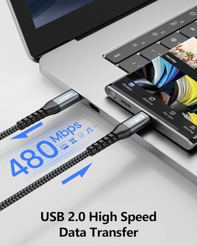 SUNGUY USB C to USB C 1.5FT [2Pack], 60W USB C Cable PD Fast Charge USB 2.0 Type C Charger Cord Compatible for iPhone 16 15 Pro/Pro Max/Plus, Samsung Galaxy S23, MacBook Air/Pro, iPad Pro/Air in Saudi Arabia