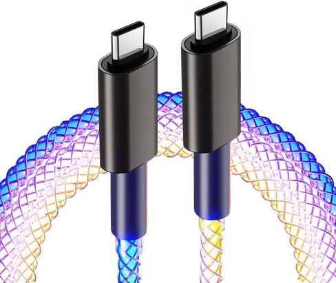 سلك شاحن RGB LED من النوع C لـ Oculus Quest 2، كابل شحن مضيء USB C إلى USB C بطول 3.28 قدم، سلك بيانات شحن LED مضيء لهاتف Samsung Note 10 iPad Pro MacBook Pro والمزيد in Kuwait