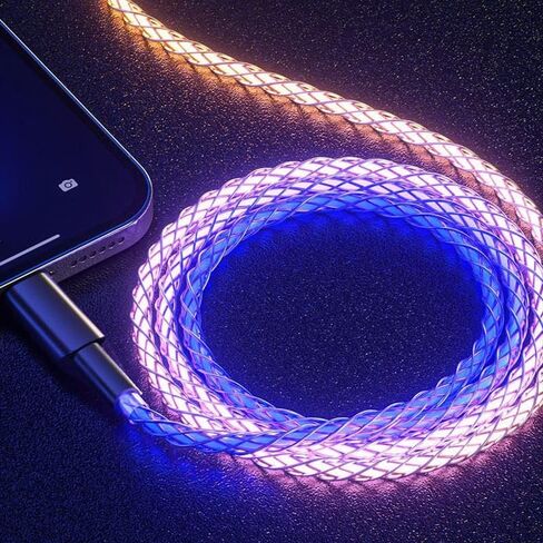 سلك شاحن RGB LED من النوع C لـ Oculus Quest 2، كابل شحن مضيء USB C إلى USB C بطول 3.28 قدم، سلك بيانات شحن LED مضيء لهاتف Samsung Note 10 iPad Pro MacBook Pro والمزيد in Kuwait