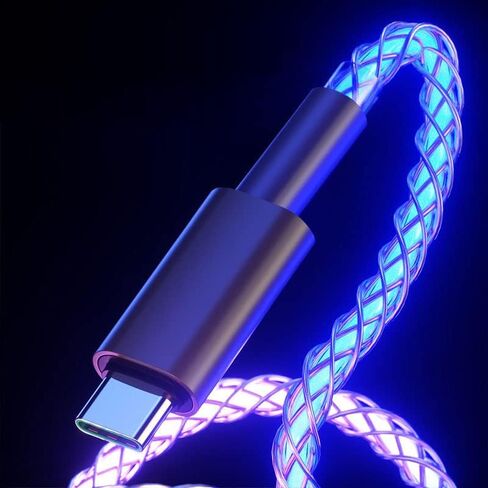 سلك شاحن RGB LED من النوع C لـ Oculus Quest 2، كابل شحن مضيء USB C إلى USB C بطول 3.28 قدم، سلك بيانات شحن LED مضيء لهاتف Samsung Note 10 iPad Pro MacBook Pro والمزيد in Kuwait