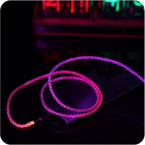 سلك شاحن RGB LED من النوع C لـ Oculus Quest 2، كابل شحن مضيء USB C إلى USB C بطول 3.28 قدم، سلك بيانات شحن LED مضيء لهاتف Samsung Note 10 iPad Pro MacBook Pro والمزيد in Kuwait