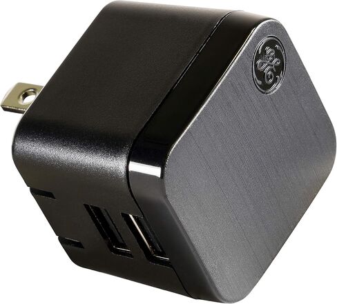 GE Pro Wall Charger, 12-Watt, Rapid Charge, Foldable Plug, Compatible with iPhone 15/Pro,Max/14/13, iPad Air/Pro, Samsung Galaxy S23/22, Google Pixel, Black, 35783 in Saudi Arabia
