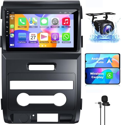 لـ Ford F150 2009-2014 Android 12 Car Stereo 4+32G، 9 بوصة IPS شاشة تعمل باللمس راديو السيارة مع Carplay اللاسلكي / Android Auto، GPS، WiFi، Bluetooth، دعم Obd2 / DVR / DPS in Kuwait