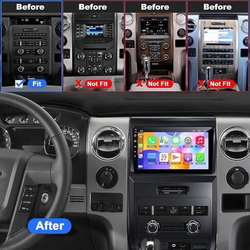 لـ Ford F150 2009-2014 Android 12 Car Stereo 4+32G، 9 بوصة IPS شاشة تعمل باللمس راديو السيارة مع Carplay اللاسلكي / Android Auto، GPS، WiFi، Bluetooth، دعم Obd2 / DVR / DPS in Kuwait