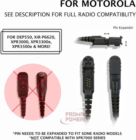 PROMAXPOWER 1-Wire FBI Style Clear Acoustic Tube Earpiece with PTT Button Mic Compatible with Motorola Two-Way Radios XPR3000, XPR3300e, XPR3500, XPR3500e, DEP550, MTP3100 in Kuwait