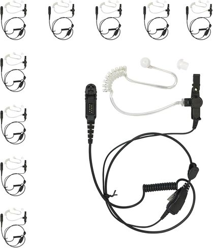 PROMAXPOWER 1-Wire FBI Style Clear Acoustic Tube Earpiece with PTT Button Mic Compatible with Motorola Two-Way Radios XPR3000, XPR3300e, XPR3500, XPR3500e, DEP550, MTP3100 in Kuwait