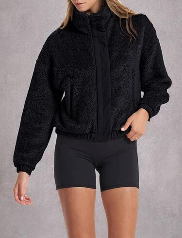 Lianlive سترات صوف شيربا للسيدات كاجوال كم طويل معطف شتوي غامض ملابس خارجية دافئة مع جيوب in Kuwait