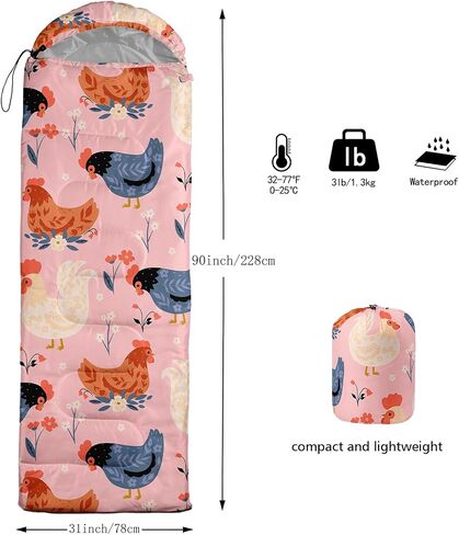 Axolotl Cartoon Fox Sleeping Bag,3 Season Warm and Cool Weather Kawaii Fox Flowers Sleeping Bags for Kids Boys Teens,Waterproof Lightweight Sleeping Bags for Traveling,Outdoors Camping Equipment,Red in Kuwait
