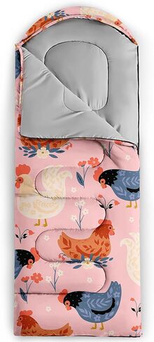 Axolotl Cartoon Fox Sleeping Bag,3 Season Warm and Cool Weather Kawaii Fox Flowers Sleeping Bags for Kids Boys Teens,Waterproof Lightweight Sleeping Bags for Traveling,Outdoors Camping Equipment,Red in Kuwait