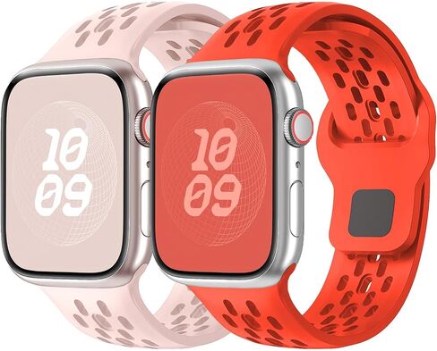 Sport Band for Apple Watch Band 44mm 45mm 46mm Ultra 49mm 40mm 41mm 38mm 42mm for Men Women,Silicone Breathable Replacement Strap for Apple Watch Ultra 2,Nike+,Series 10 9 8 7 6 5 4 3 SE,iWatch Bands in Saudi Arabia