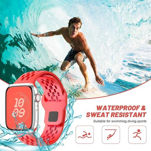 Sport Band for Apple Watch Band 44mm 45mm 46mm Ultra 49mm 40mm 41mm 38mm 42mm for Men Women,Silicone Breathable Replacement Strap for Apple Watch Ultra 2,Nike+,Series 10 9 8 7 6 5 4 3 SE,iWatch Bands in Saudi Arabia