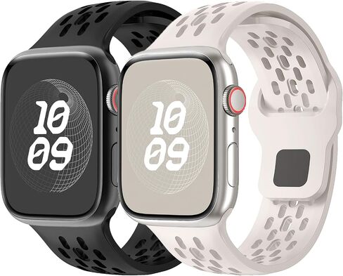 Sport Band for Apple Watch Band 44mm 45mm 46mm Ultra 49mm 40mm 41mm 38mm 42mm for Men Women,Silicone Breathable Replacement Strap for Apple Watch Ultra 2,Nike+,Series 10 9 8 7 6 5 4 3 SE,iWatch Bands in Saudi Arabia