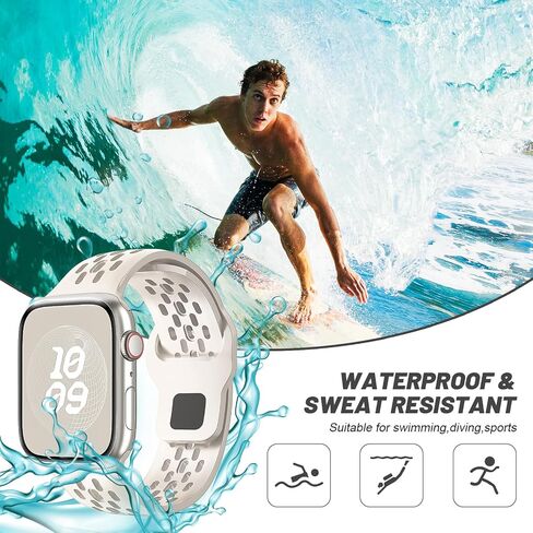 Sport Band for Apple Watch Band 44mm 45mm 46mm Ultra 49mm 40mm 41mm 38mm 42mm for Men Women,Silicone Breathable Replacement Strap for Apple Watch Ultra 2,Nike+,Series 10 9 8 7 6 5 4 3 SE,iWatch Bands in Saudi Arabia