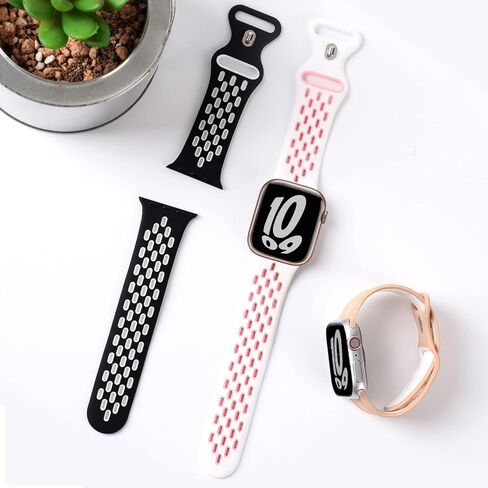 TSAAGAN 5 Pack Sport Silicone Bands Compatible for Apple Watch Band 49mm 45mm 42mm 44mm 41mm 40mm 38mm, Breathable Strap Replacement Wristband for iWatch Ultra Series 9/8/7/SE/6/5/4/3/2/1 Men & Women in Kuwait