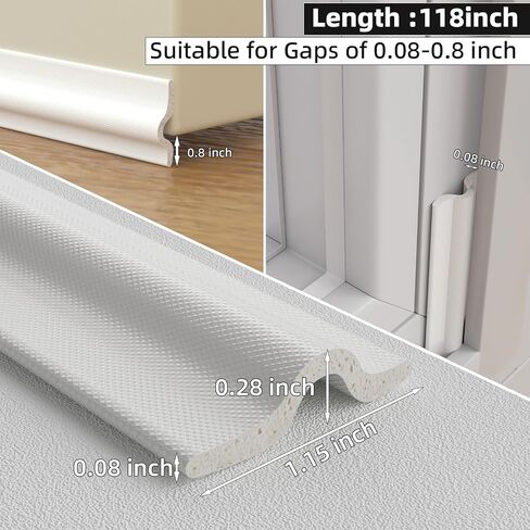26 Ft Weather Stripping Door Seal Strip for Bottom of Door,Self-Adhesive Window Draft Stopper Foam Seal Strip,Soundproof Window Insulation for Winter Gap Blocker(Black) in Kuwait