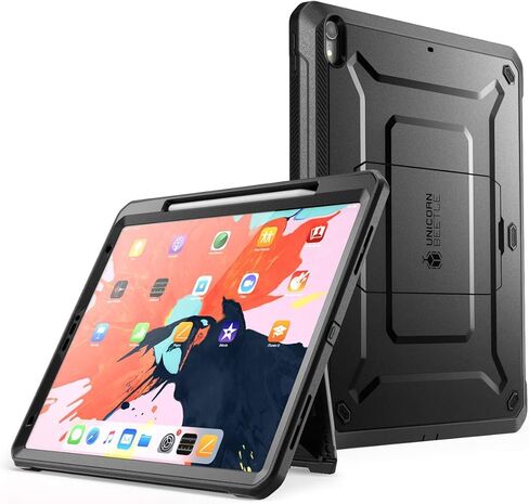 SUPCASE UB Pro Series Case for iPad Pro 12.9 2018, Support Apple Pencil Charging with Built-in Screen Protector Full-Body Rugged Kickstand Protective Case for iPad Pro 12.9 2018 Release (Black) in Saudi Arabia
