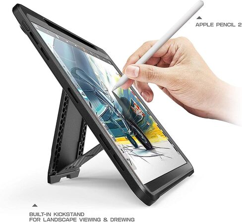 SUPCASE UB Pro Series Case for iPad Pro 12.9 2018, Support Apple Pencil Charging with Built-in Screen Protector Full-Body Rugged Kickstand Protective Case for iPad Pro 12.9 2018 Release (Black) in Saudi Arabia