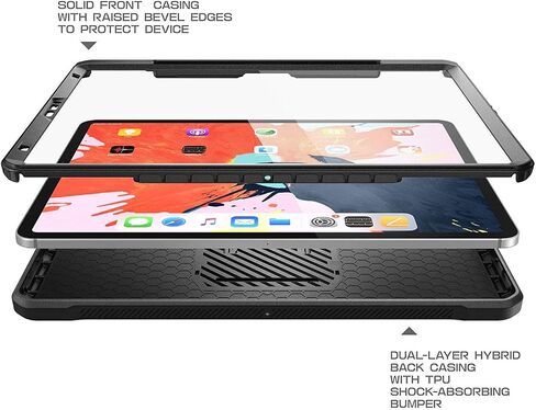 SUPCASE UB Pro Series Case for iPad Pro 12.9 2018, Support Apple Pencil Charging with Built-in Screen Protector Full-Body Rugged Kickstand Protective Case for iPad Pro 12.9 2018 Release (Black) in Saudi Arabia