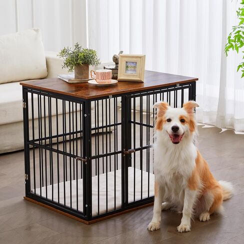 Made4Pets Dog Crate Furniture Dog Kennel Indoor Decorative Wood Dog Cage, 25"L x 18.6"W x 22.9"H, Brown in Kuwait