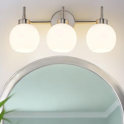 Bathroom Light Fixtures,Black Vanity Light with Milk Glass Shade, Modern 3-Lights Vanity Lights,Bathroom Vanity Light Over Mirror,HPVL01-BK-ML-3 in Saudi Arabia