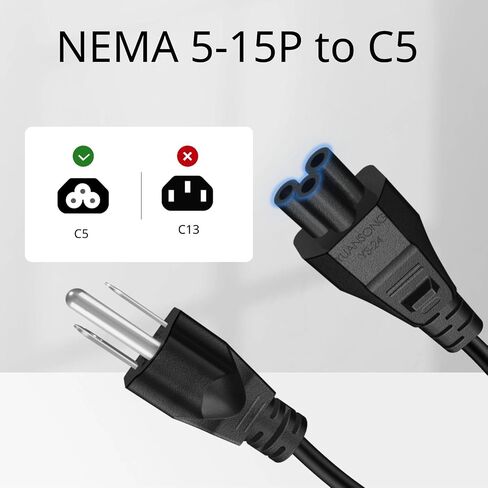 TNP Universal Power Cord (3 Feet) - IEC320 C5 to NEMA 5-15P 3-Prong Mickey Mouse Power Extension Cable Wire Connector Socket Plug Jack for Laptop Notebook AC Power Supply Adapter Charger Wall Outlet in Saudi Arabia