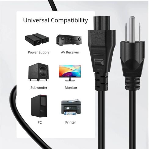 TNP Universal Power Cord (3 Feet) - IEC320 C5 to NEMA 5-15P 3-Prong Mickey Mouse Power Extension Cable Wire Connector Socket Plug Jack for Laptop Notebook AC Power Supply Adapter Charger Wall Outlet in Saudi Arabia